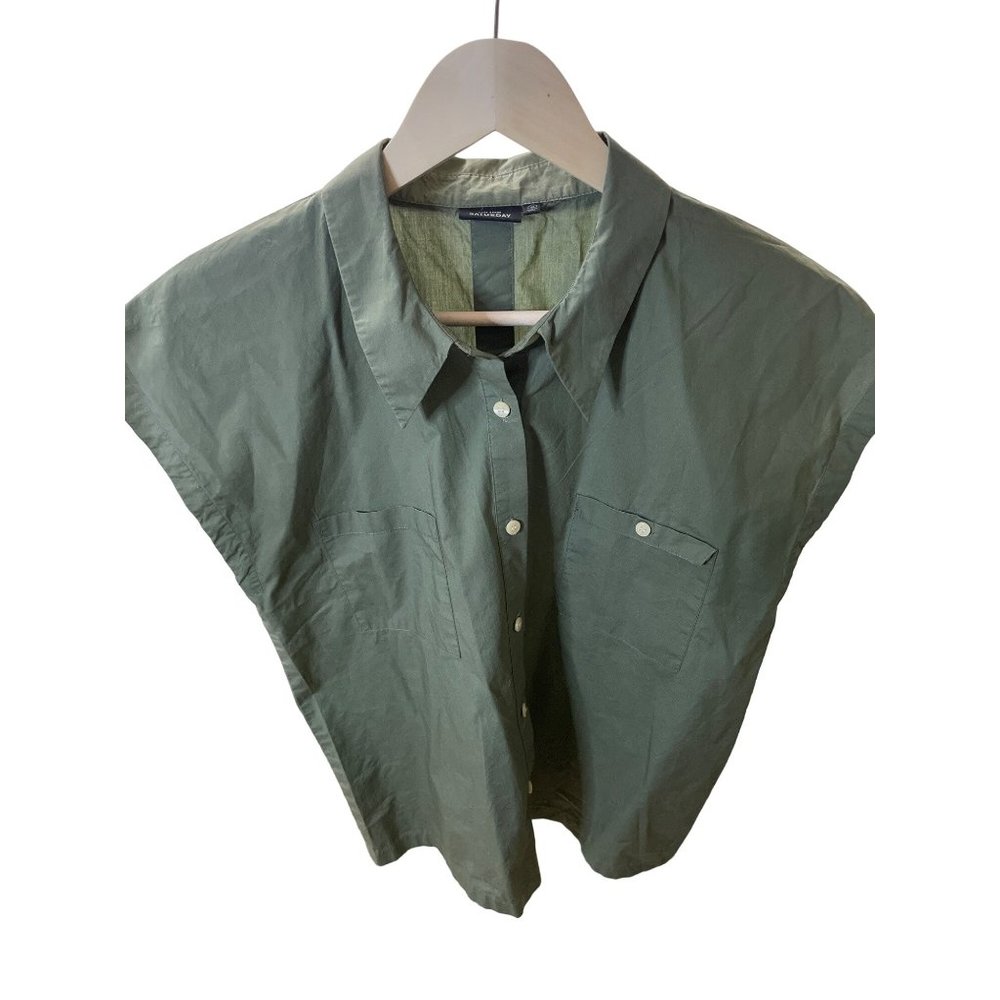 Kate Spade Olive Green Cotton Sleeveless Shirt Casual